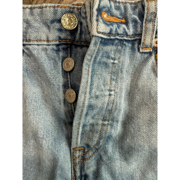 Embroidered Boyfriend Denim Shorts – Size 2 – Distressed Hem & Button Fly - Picture 2 of 7